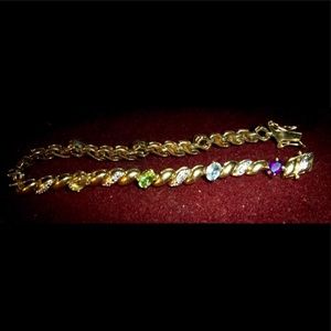 18kt Gold over SS Gemstone Bracelet